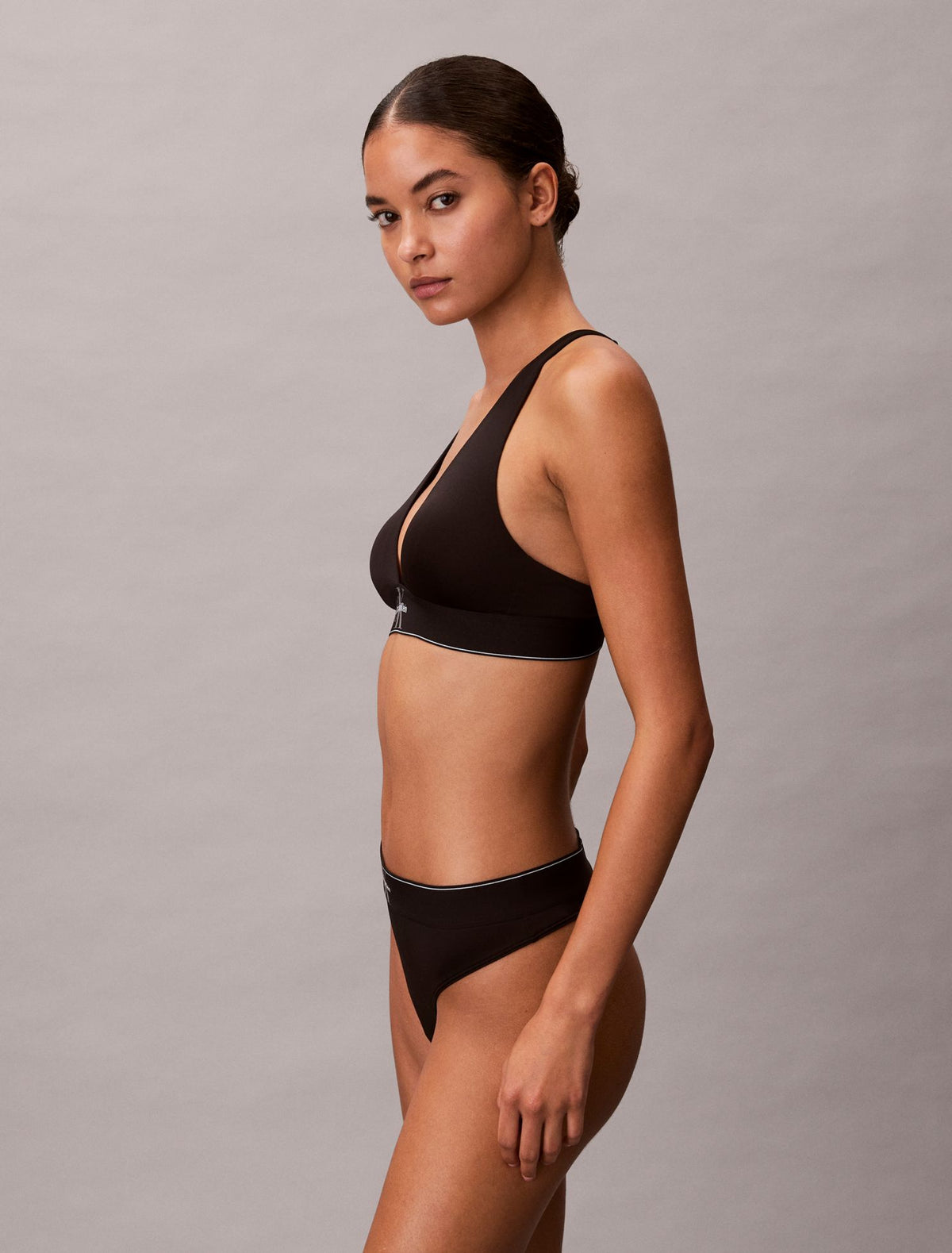 Graphic Monogram Microfiber Stretch Lightly Lined Triangle Bralette - Calvin Klein Underwear