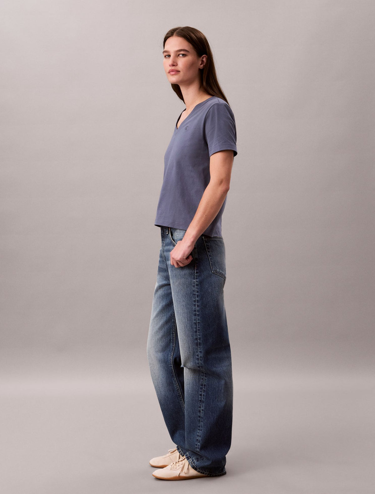 Monogram V-Neck T-Shirt - Calvin Klein Women