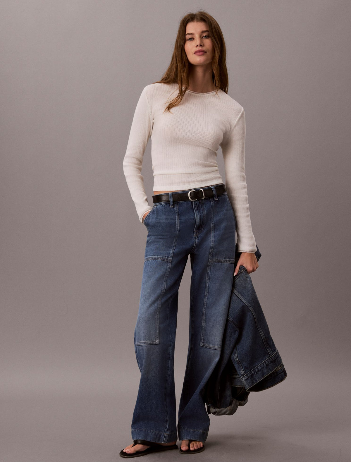 Pointelle Knit Slim Tee - Calvin Klein Women