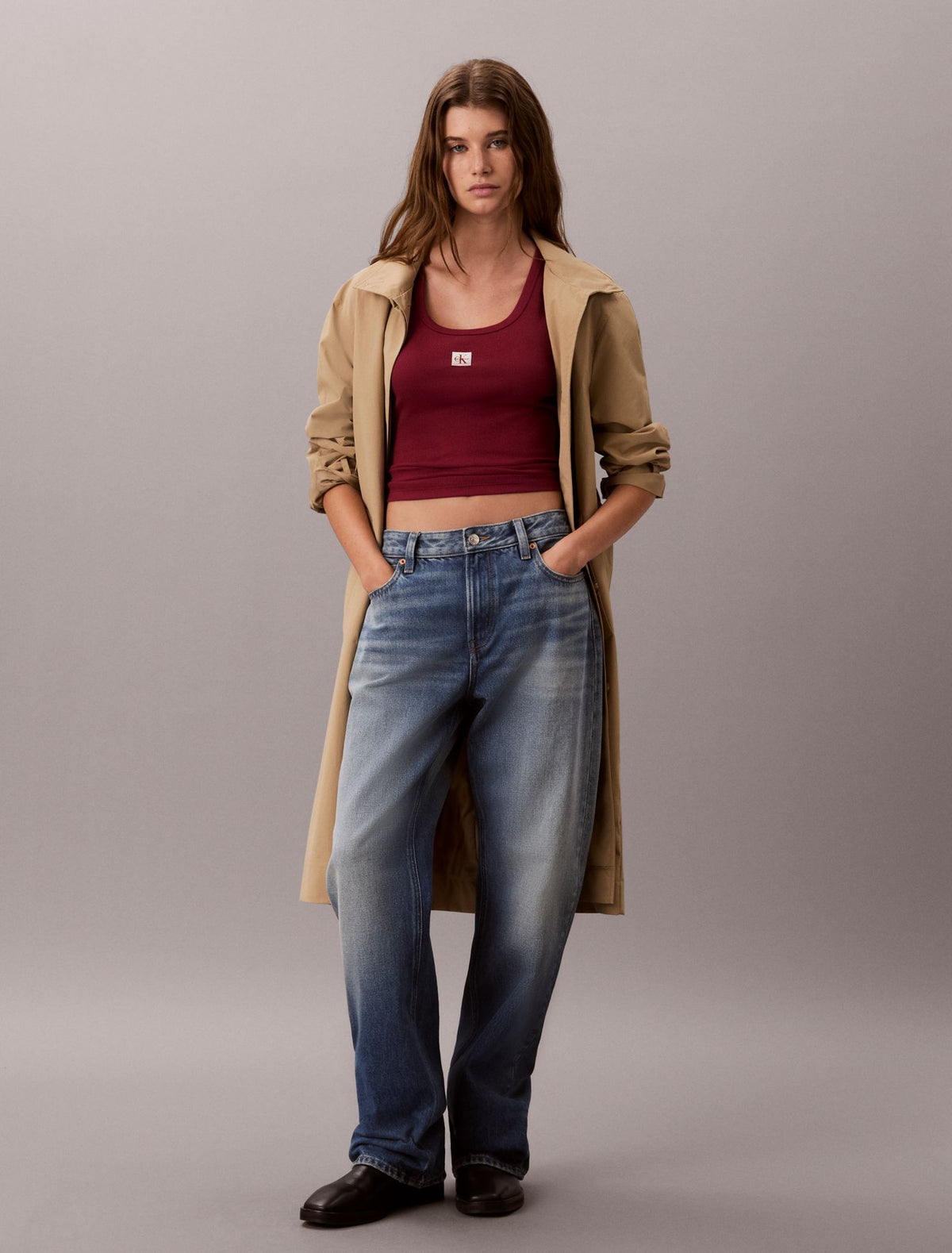 Woven Monologo Rib Tank Top - Calvin Klein Women