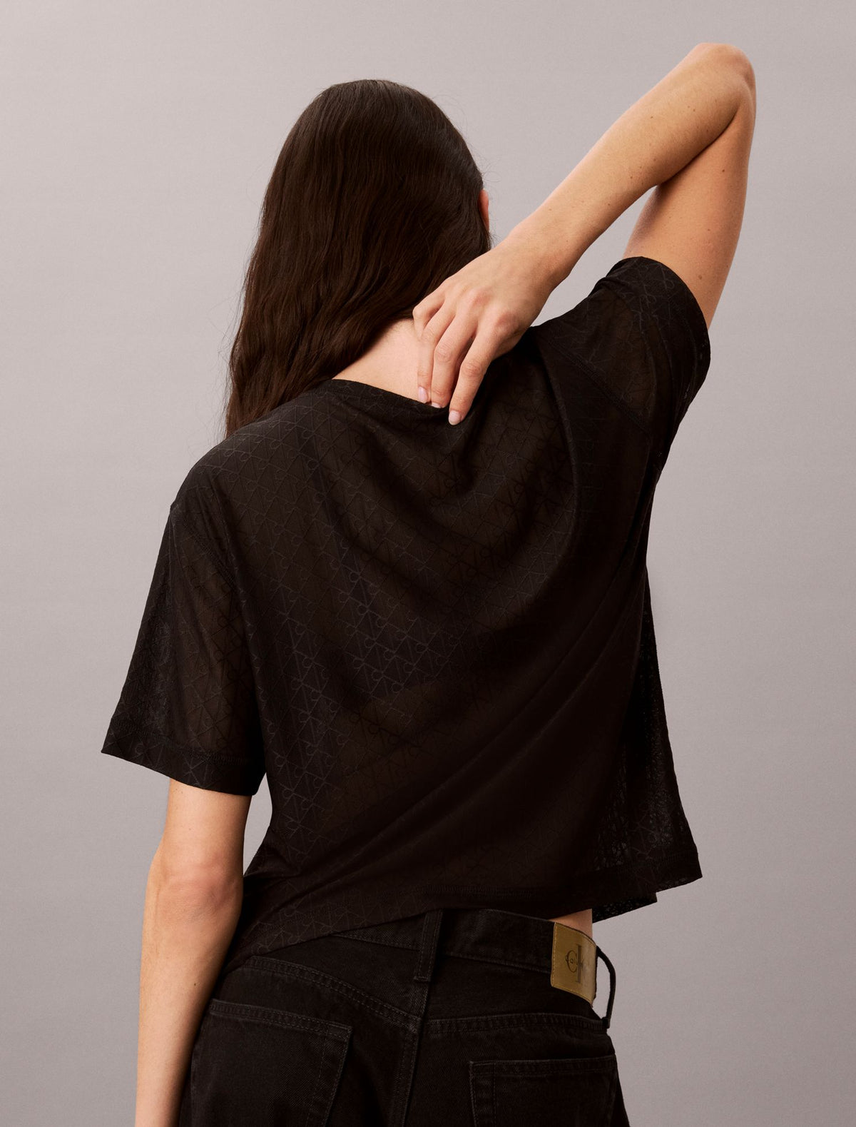 Relaxed Emblem Logo Mesh Crewneck Tee - Calvin Klein Women