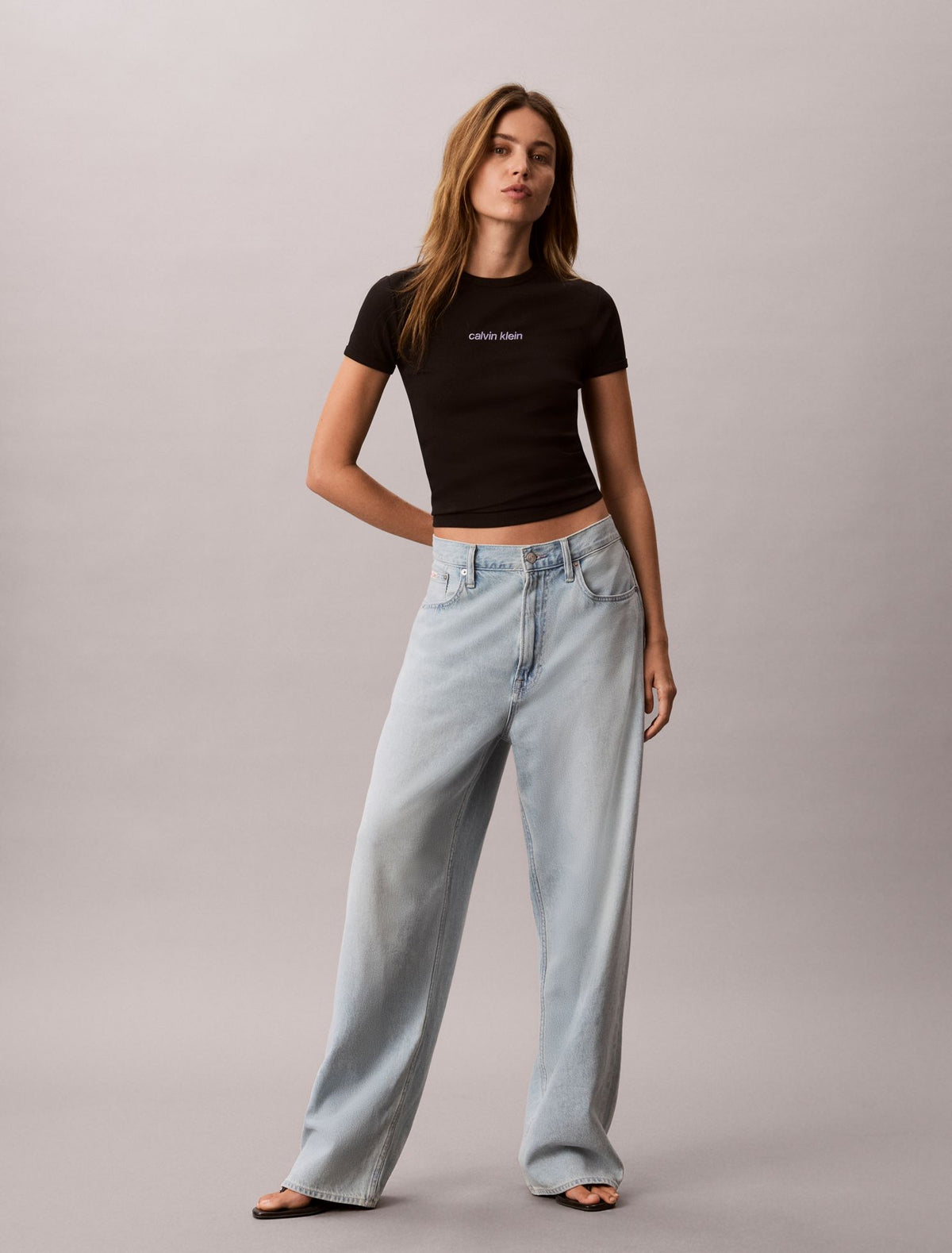 Contour Rib Logo Cropped Tee - Calvin Klein Women