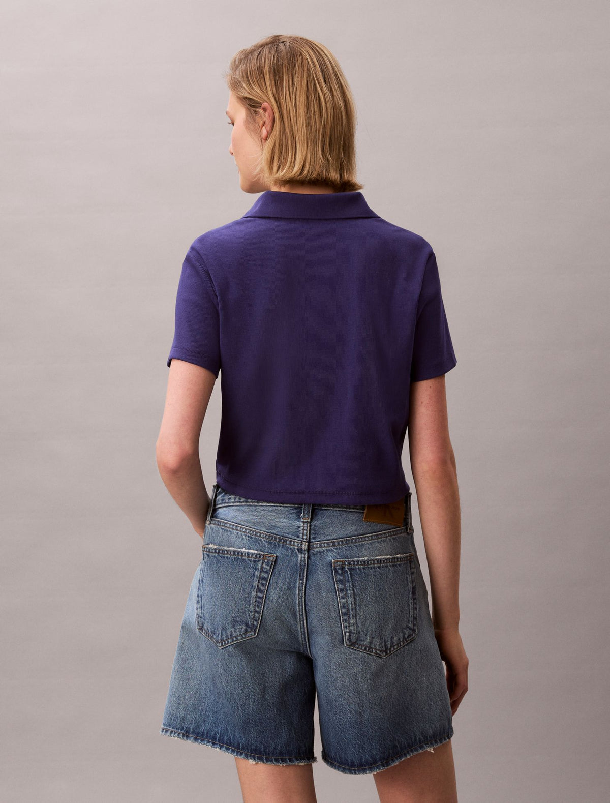 Cotton Contour Rib Polo Tee - Calvin Klein Women