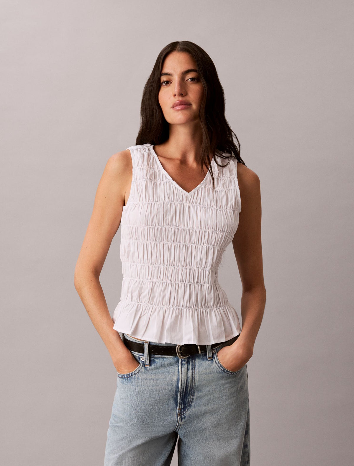 Cotton Poplin Sleeveless Top - Calvin Klein Women