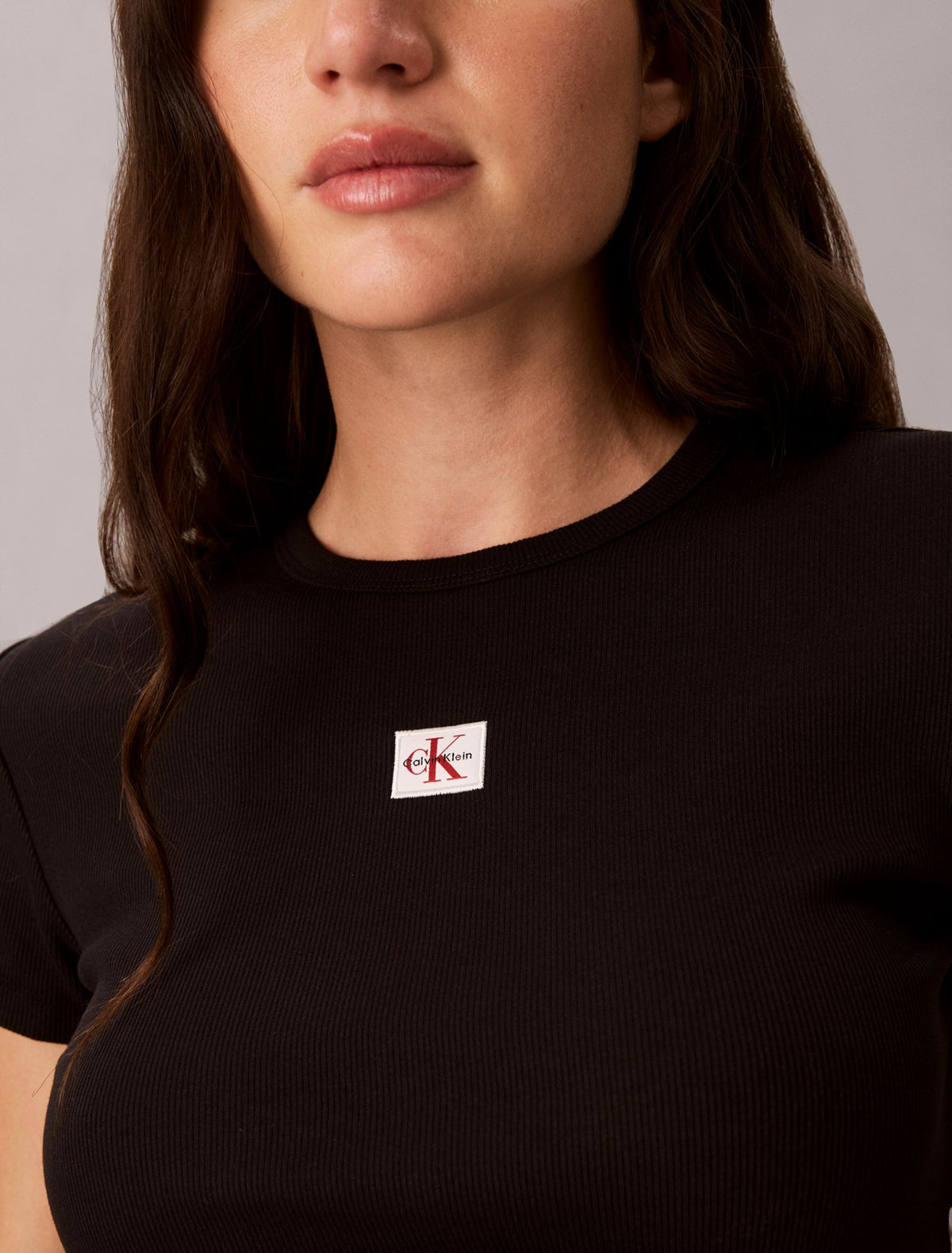 Woven Monologo Rib Tee - Calvin Klein Women