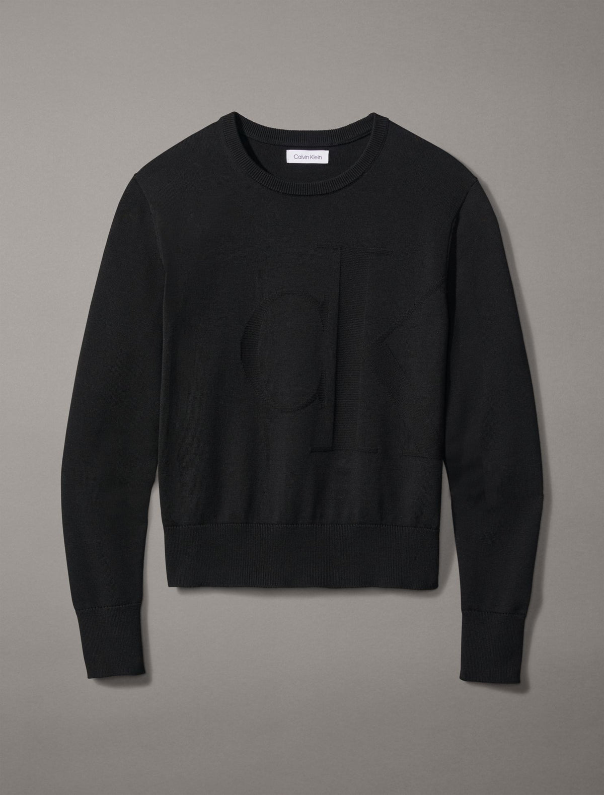 Smooth Cotton Relaxed Monogram Sweater - Calvin Klein Women