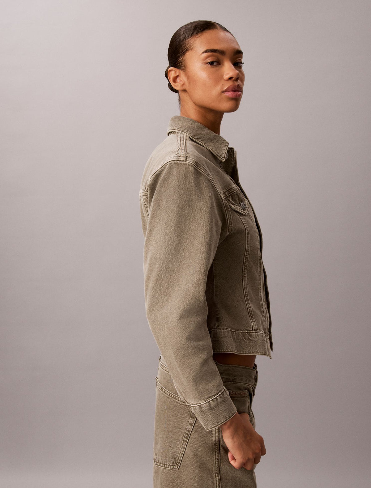Cinched Peplum Denim Jacket - Calvin Klein Women