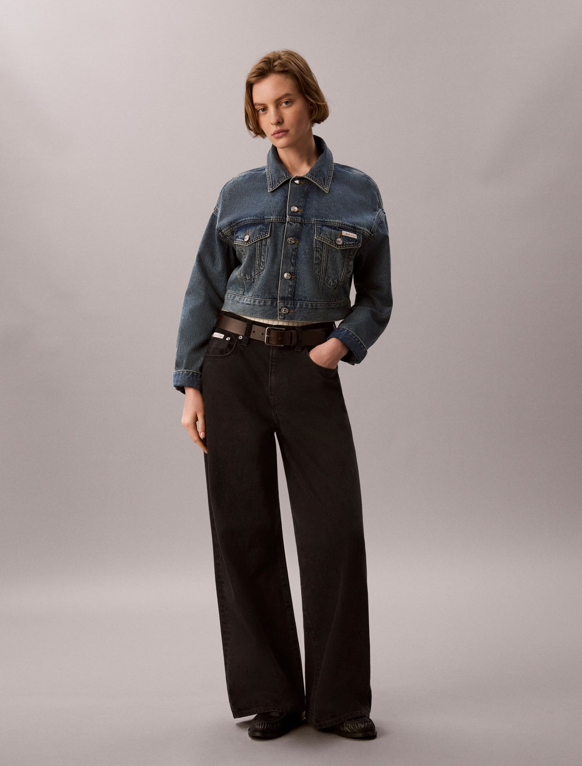 Cropped Denim Trucker Jacket - Calvin Klein Women