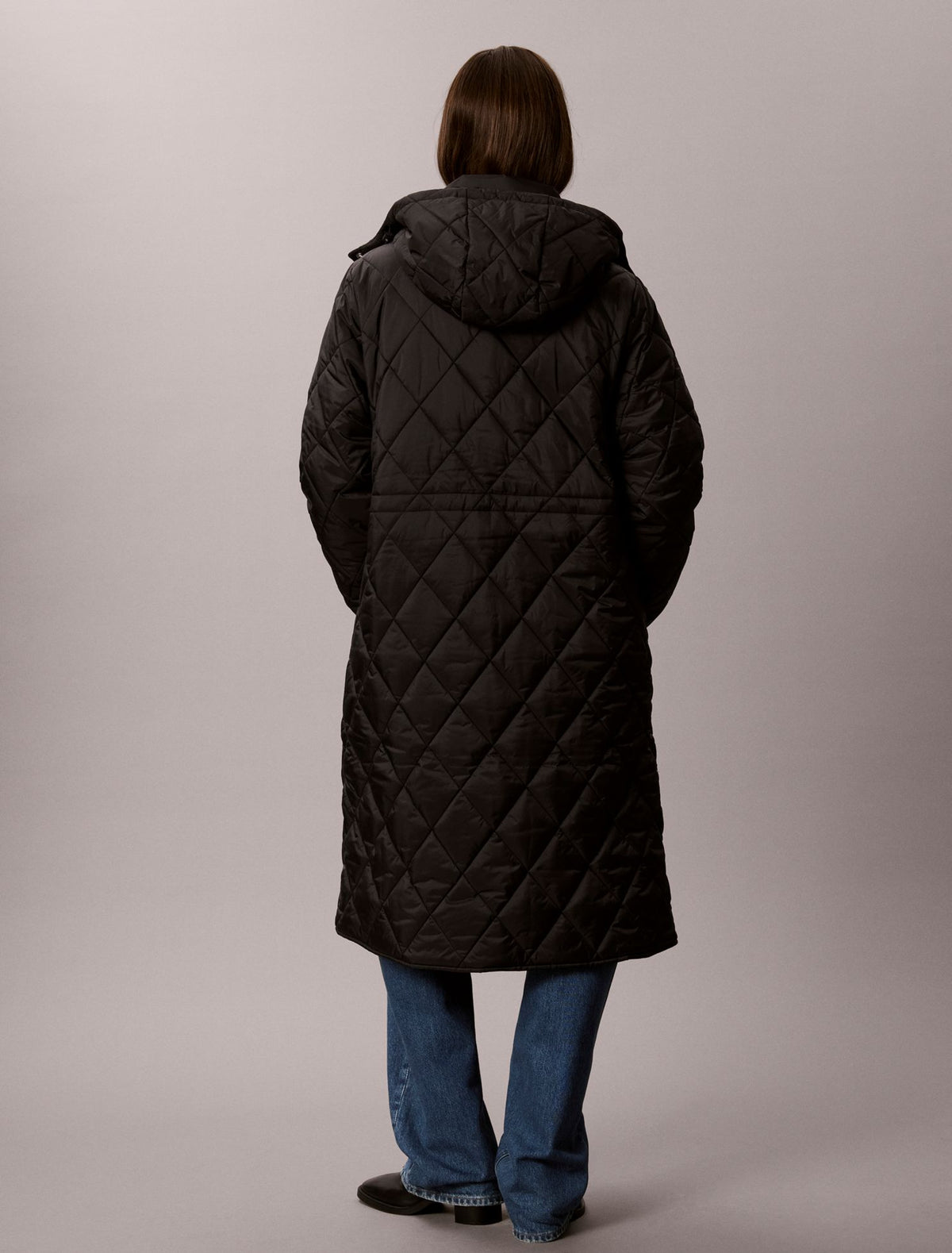 Quilted Hooded Long Liner Coat - Calvin Klein Women