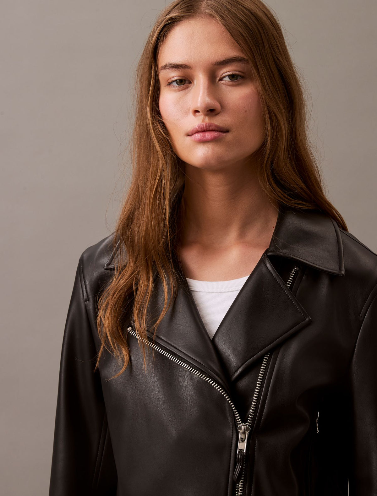 Faux Leather Moto Jacket - Calvin Klein Women