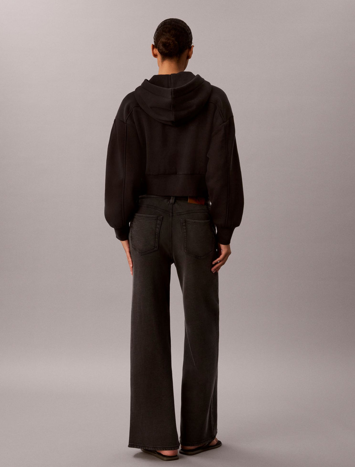 Denim Wash French Terry Wide Leg Pants - Calvin Klein Women