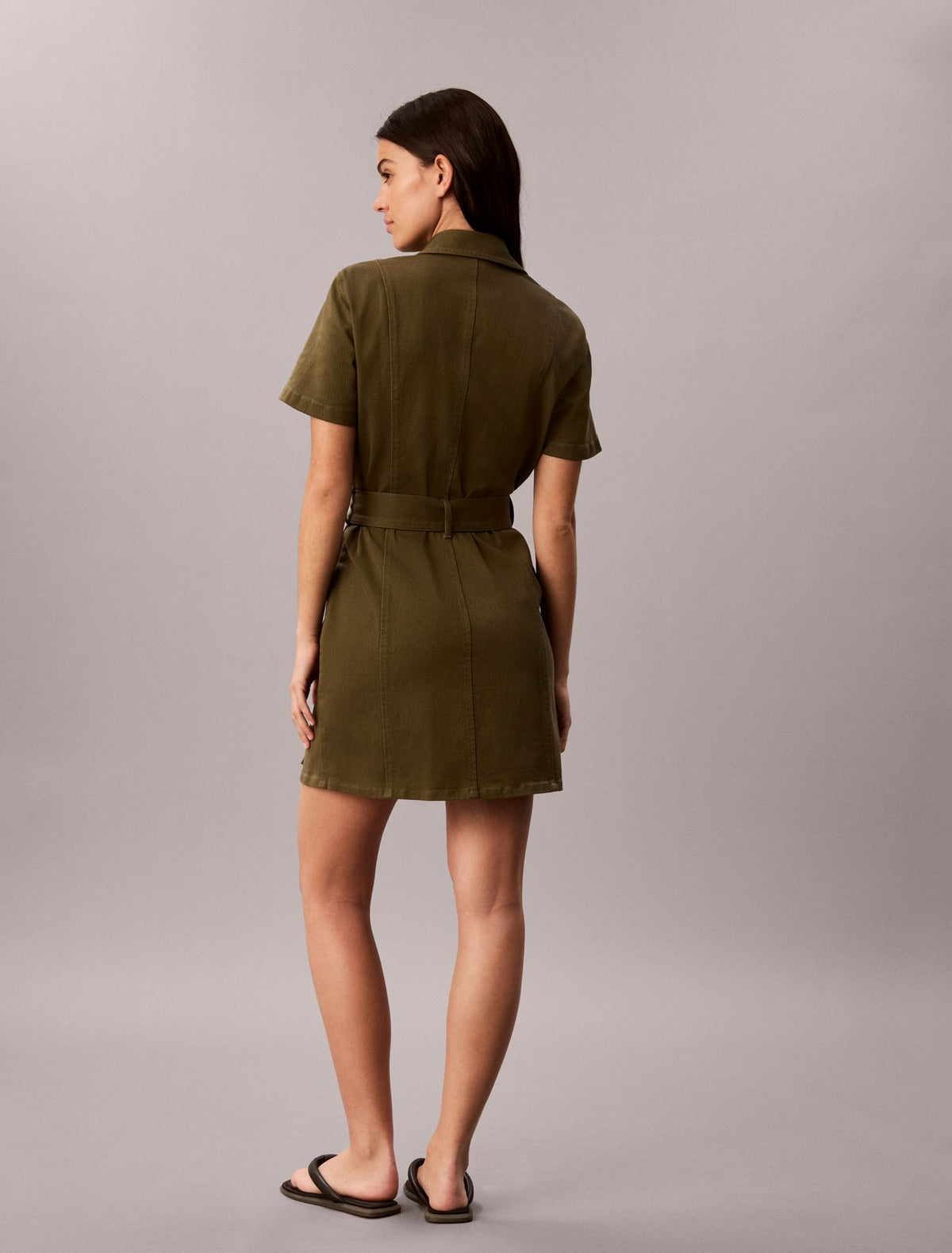 Stretch Twill Belted Dress - Calvin Klein Women