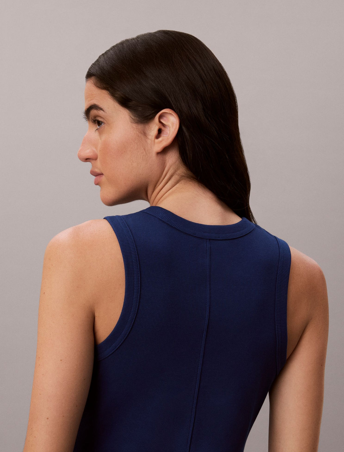 Embroidered Monogram Rib Midi Tank Dress - Calvin Klein Women