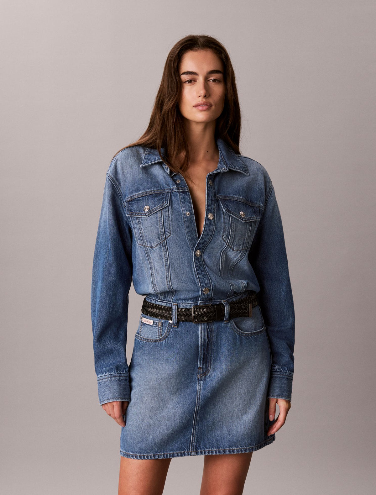 Denim Mini Trucker Dress - Calvin Klein Women