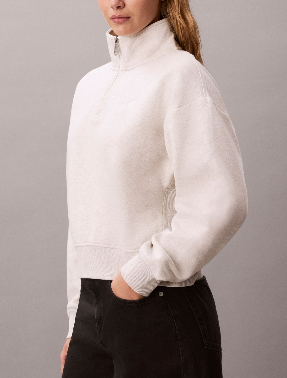 Monogram Fleece 1/4 Zip Sweatshirt - Calvin Klein Women