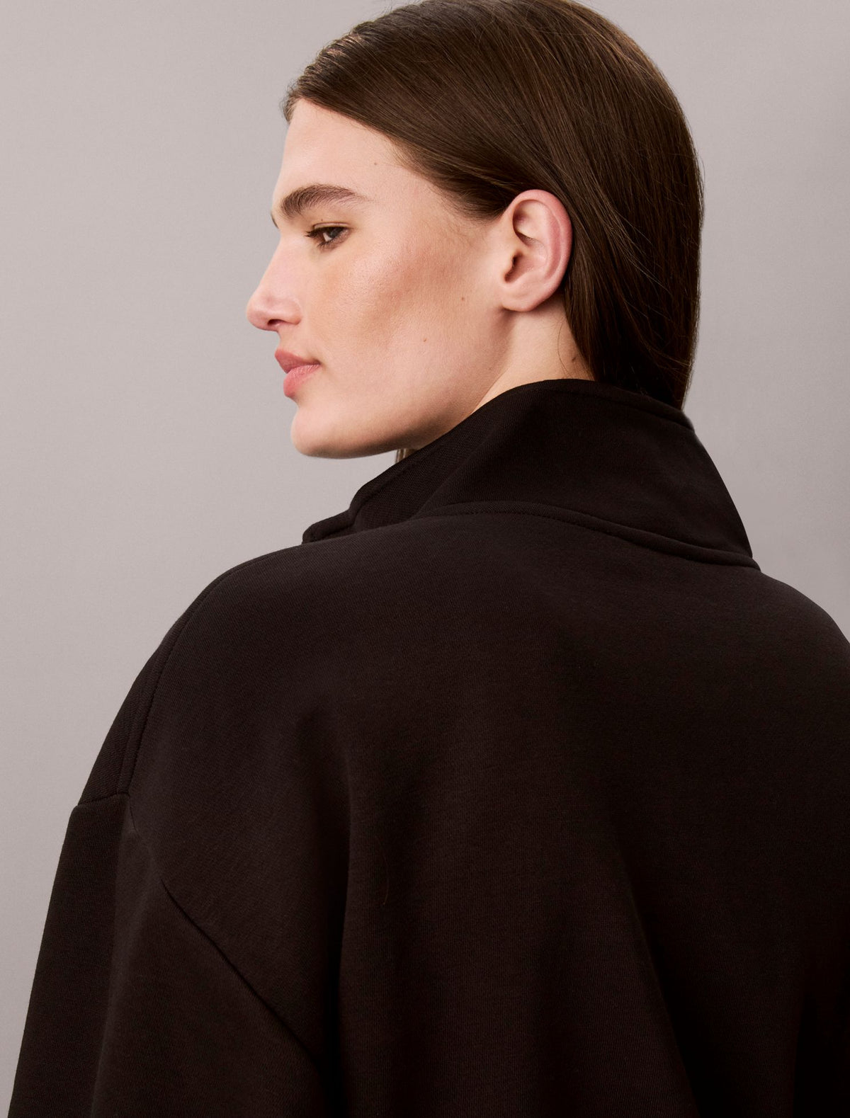 Monogram Fleece 1/4 Zip Sweatshirt - Calvin Klein Women