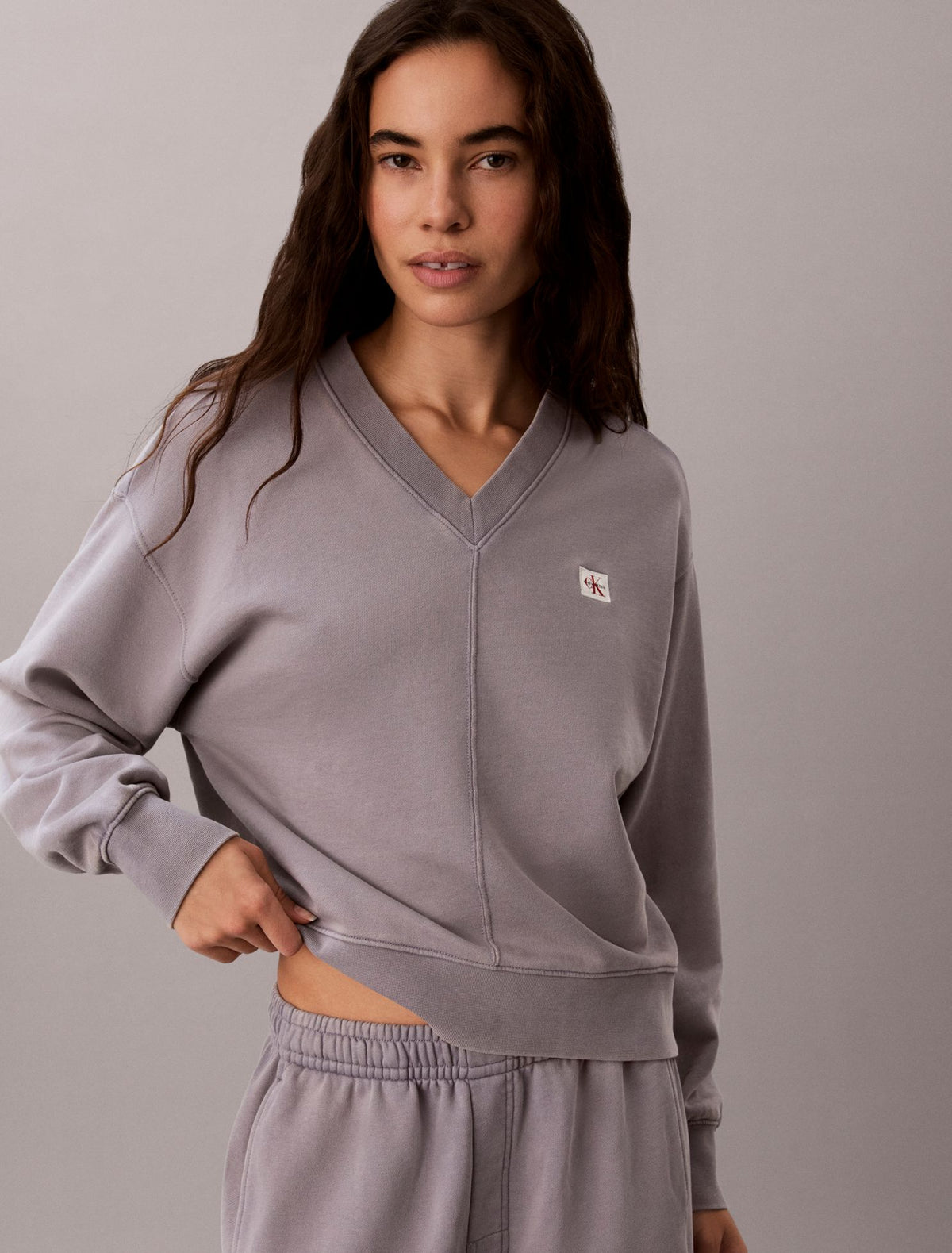 Woven Monologo Terry Relaxed Sweatshirt - Calvin Klein Women
