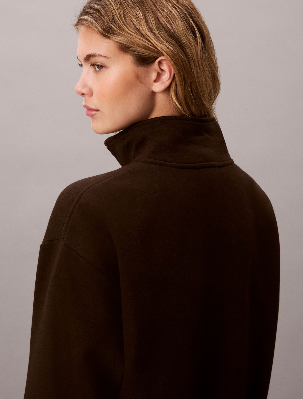 Monogram Fleece 1/4 Zip Sweatshirt - Calvin Klein Women
