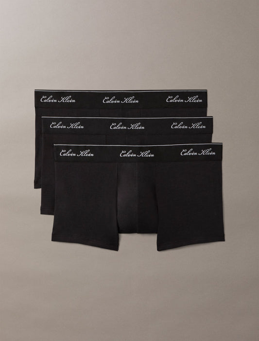 Icon Cotton Stretch Script 3-Pack Low Rise Trunk - Calvin Klein Underwear