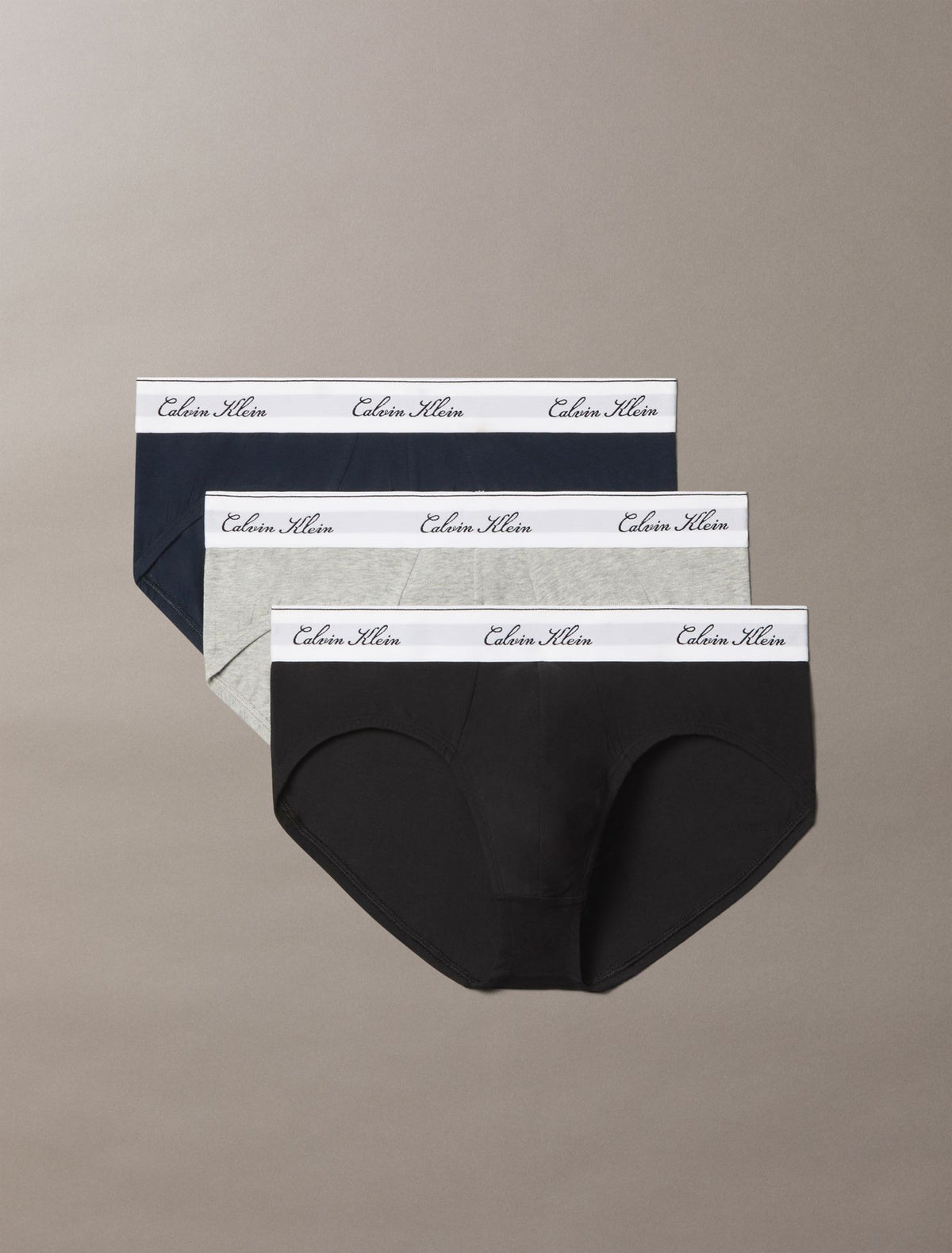 Icon Cotton Stretch Script 3-Pack Hip Brief - Calvin Klein Underwear