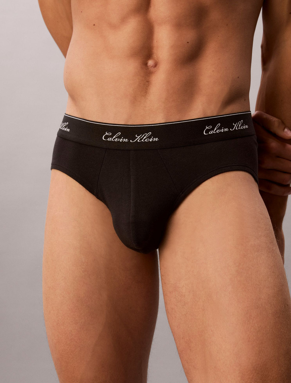 Icon Cotton Stretch Script 3-Pack Hip Brief - Calvin Klein Underwear