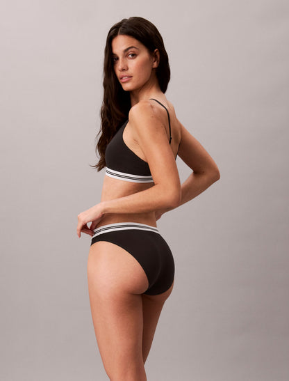 Cotton Stretch Jacquard Logo Patch Lightly Lined Bralette - Calvin Klein Underwear