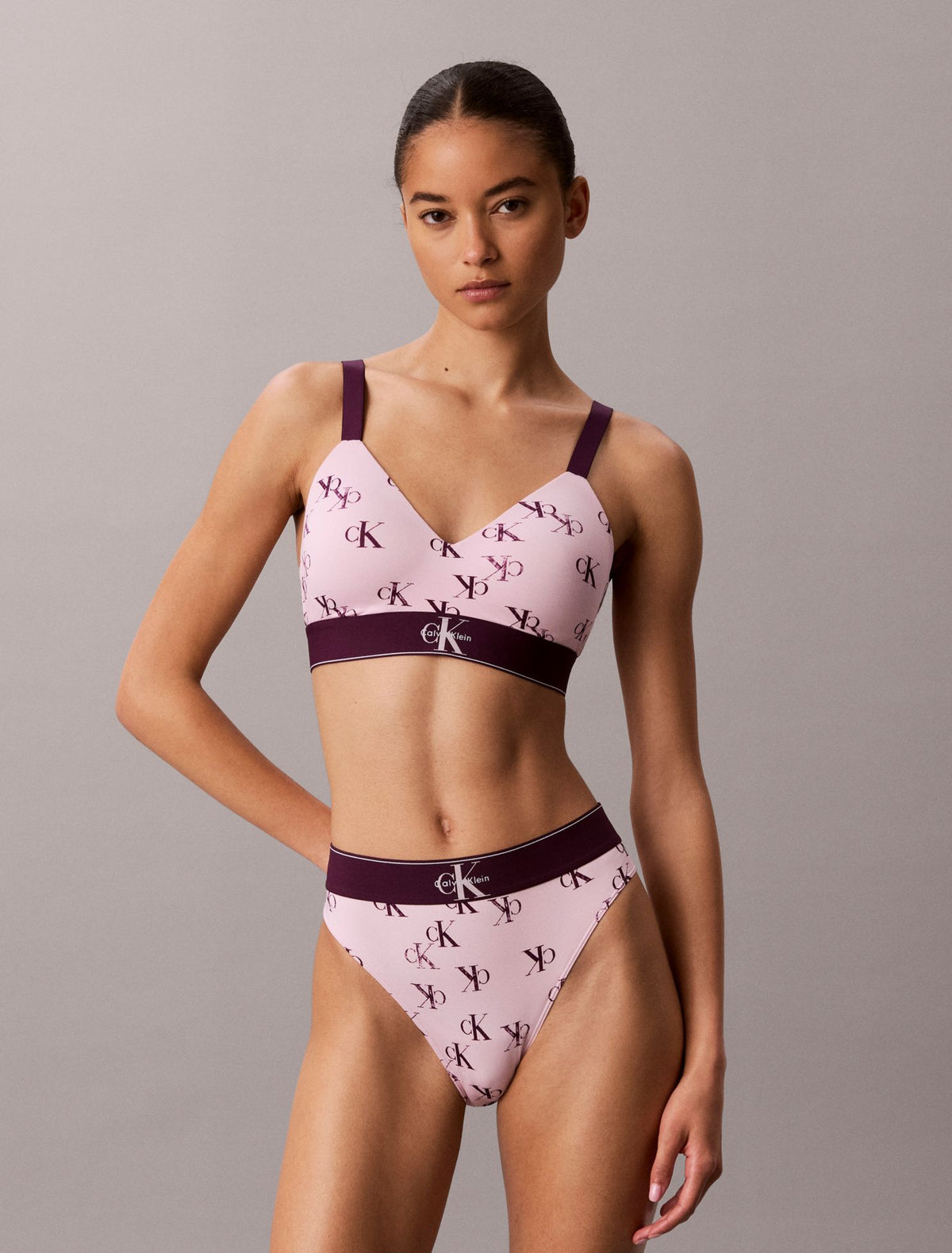 Graphic Monogram Microfiber Stretch Lightly Lined Bralette - Calvin Klein Underwear