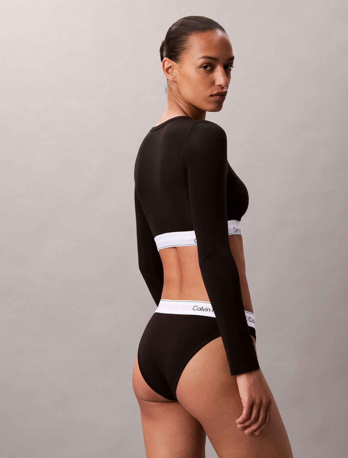 Icon Cotton Modal Lightly Lined Long Sleeve Tee Bralette - Calvin Klein Underwear