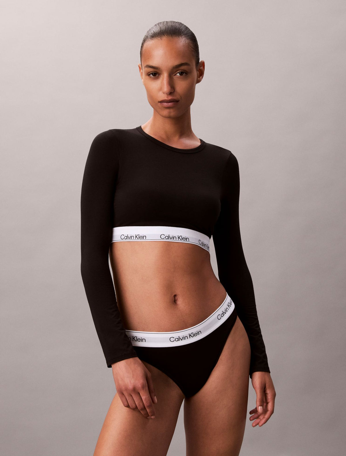 Icon Cotton Modal Lightly Lined Long Sleeve Tee Bralette - Calvin Klein Underwear