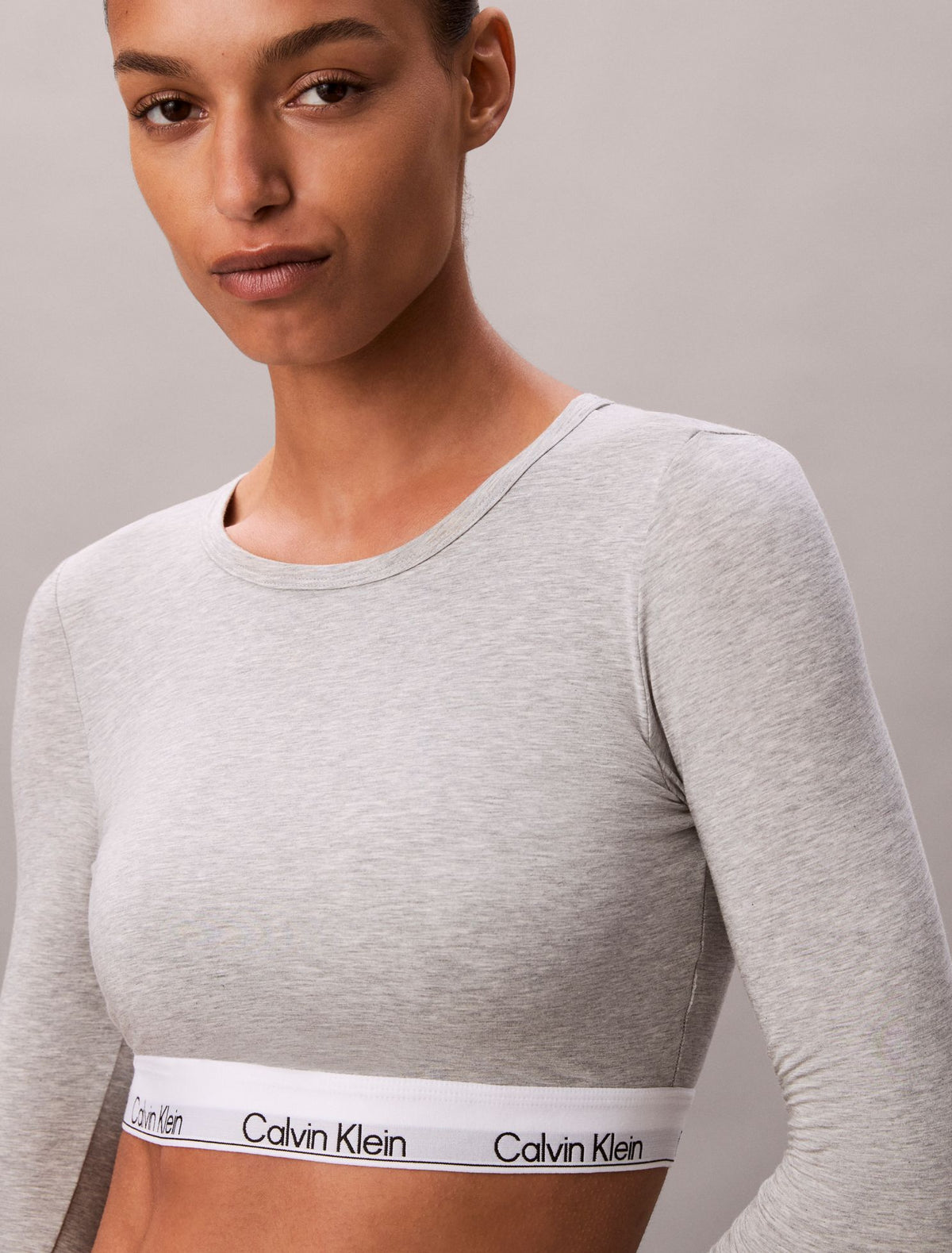 Icon Cotton Modal Lightly Lined Long Sleeve Tee Bralette - Calvin Klein Underwear