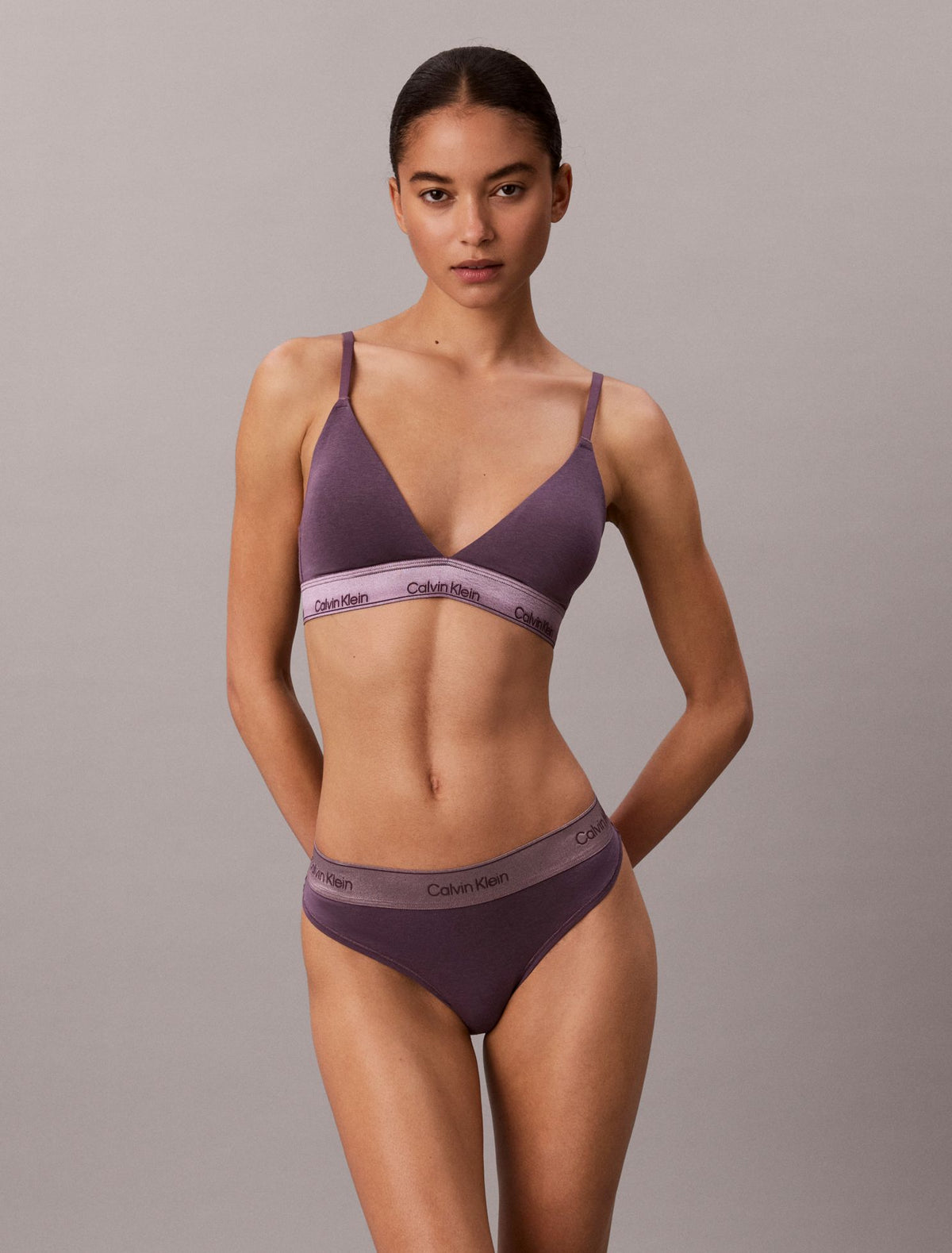 Icon Cotton Modal Metallic Lightly Lined Triangle Bralette - Calvin Klein Underwear