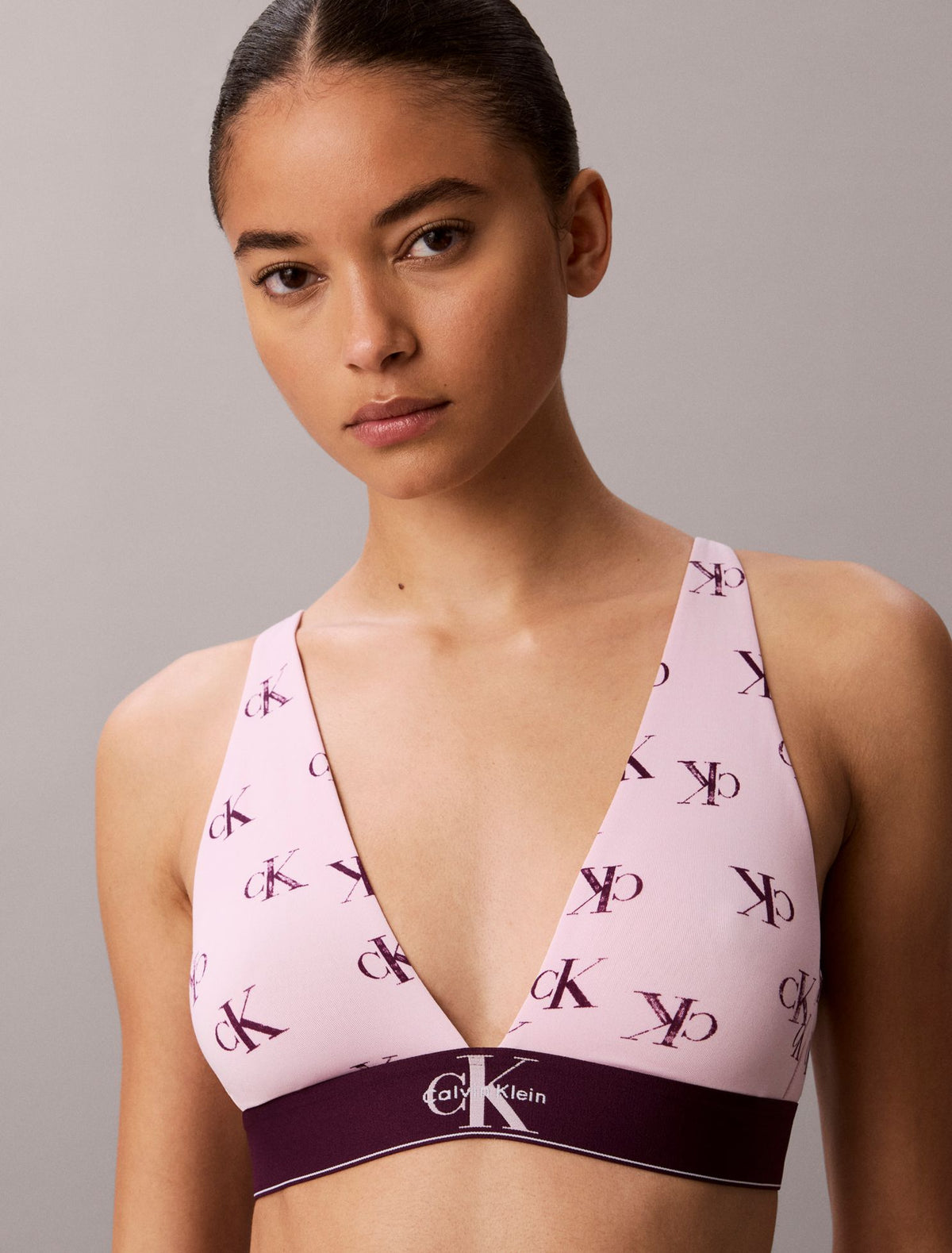 Graphic Monogram Microfiber Stretch Lightly Lined Triangle Bralette - Calvin Klein Underwear