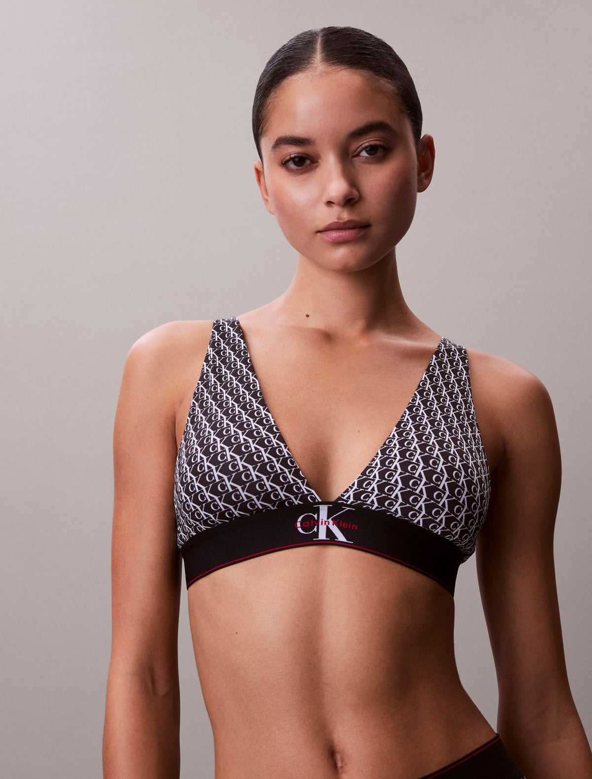 Graphic Monogram Microfiber Stretch Lightly Lined Triangle Bralette - Calvin Klein Underwear