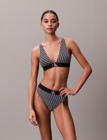 Graphic Monogram Microfiber Stretch Lightly Lined Triangle Bralette - Calvin Klein Underwear