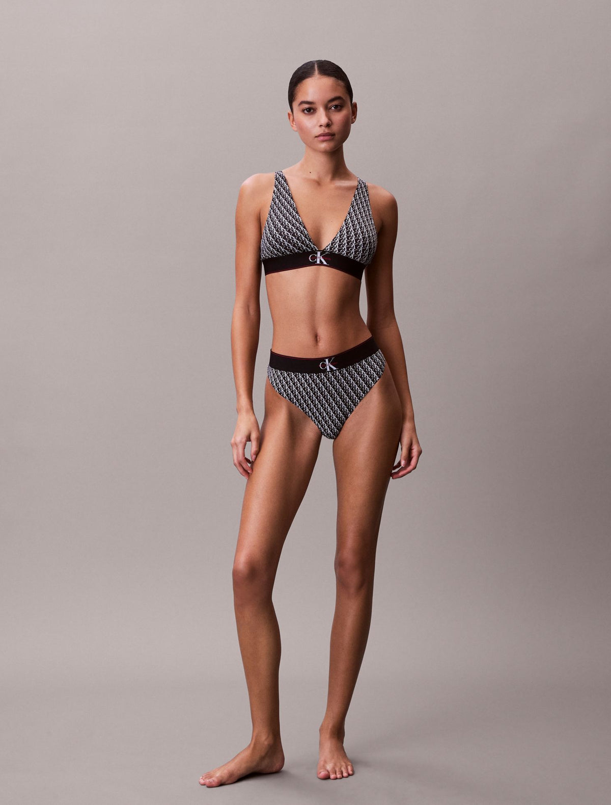 Graphic Monogram Microfiber Stretch Lightly Lined Triangle Bralette - Calvin Klein Underwear