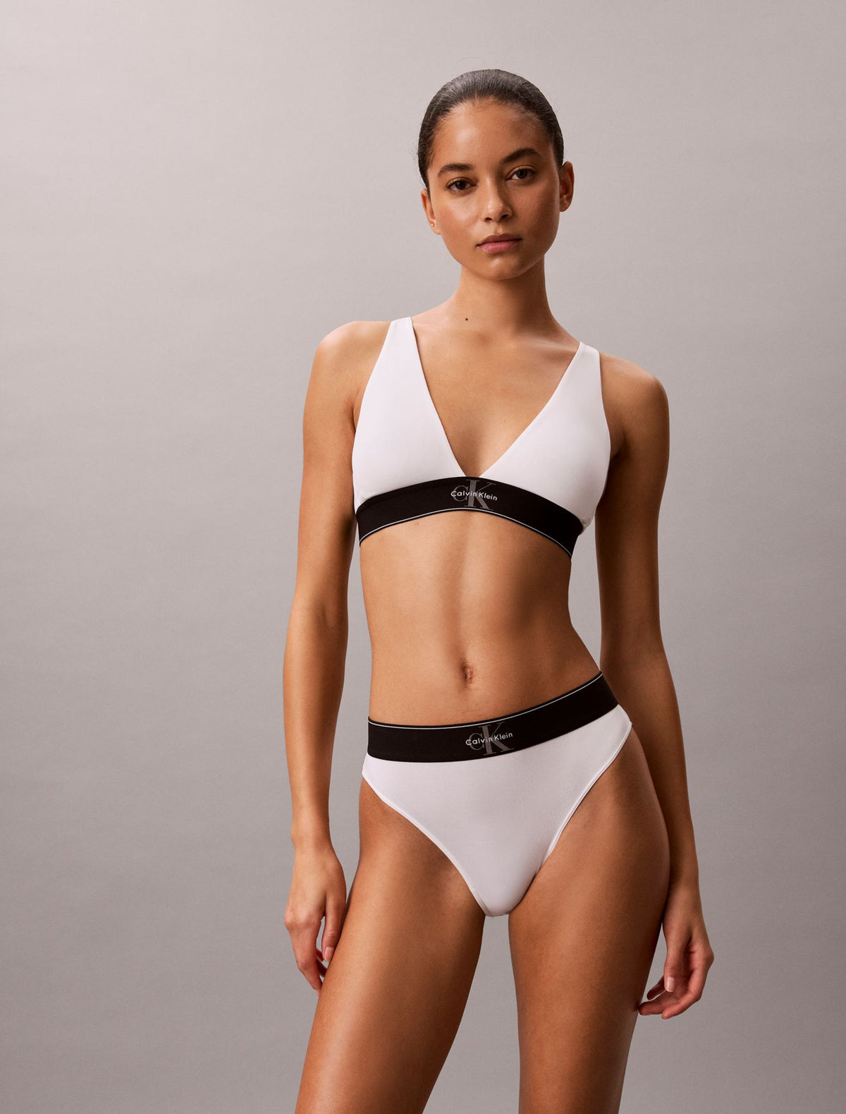 Graphic Monogram Microfiber Stretch Lightly Lined Triangle Bralette - Calvin Klein Underwear