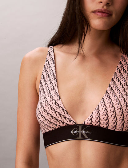 Graphic Monogram Microfiber Stretch Lightly Lined Triangle Bralette - Calvin Klein Underwear