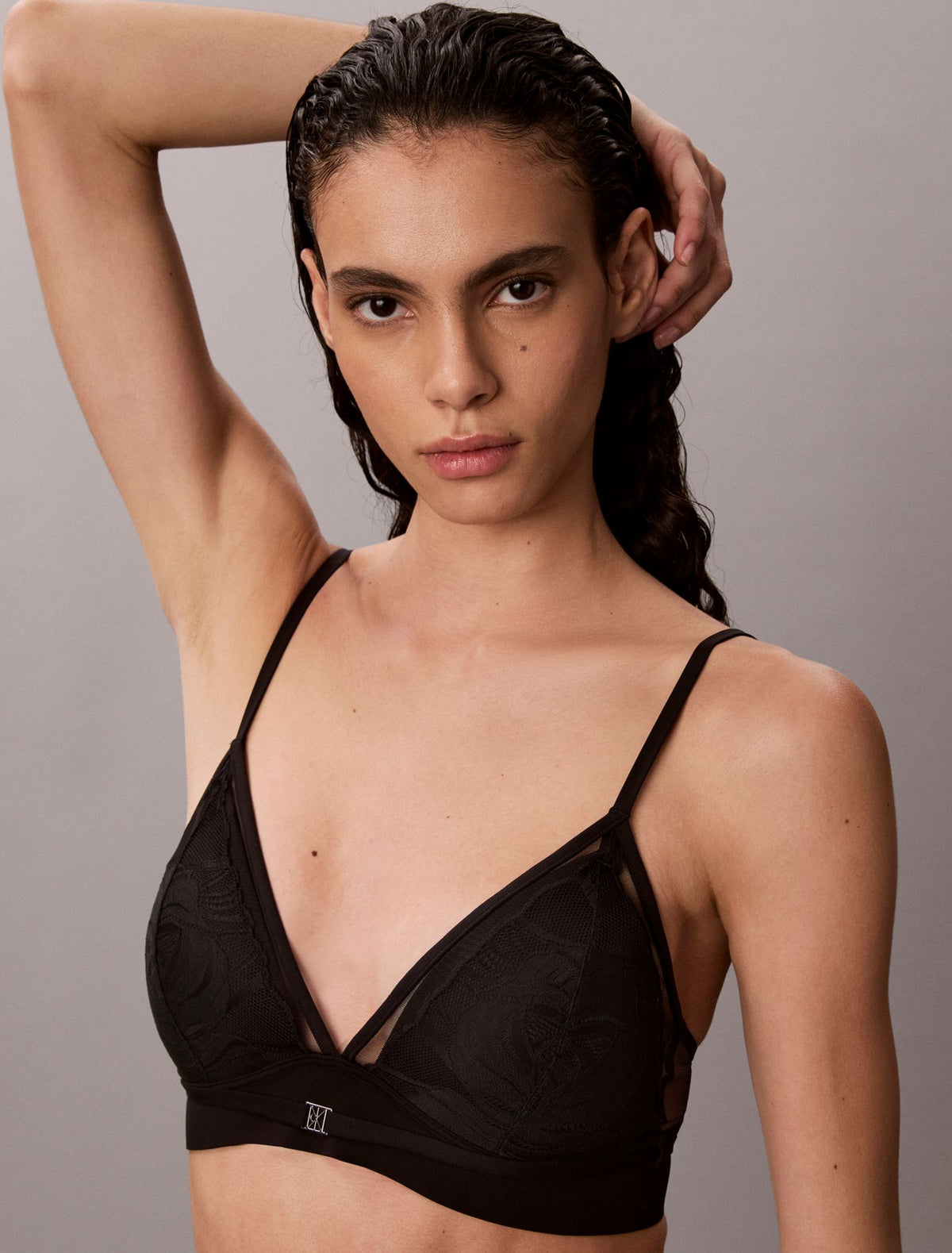 CK Black Geo Lace Lift Triangle Bra - Calvin Klein Underwear