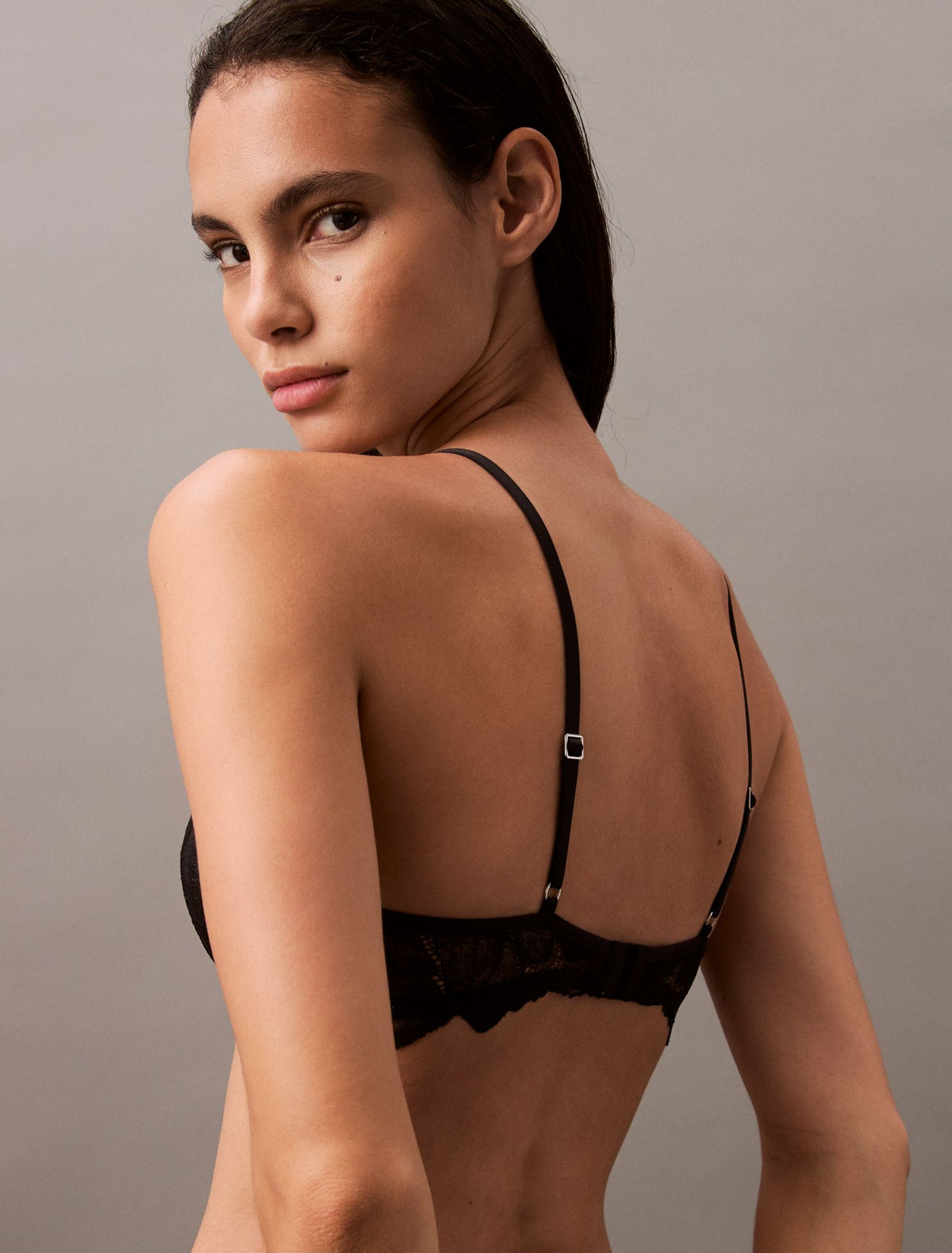 CK Black Floral Lace Plunge Bra - Calvin Klein Underwear