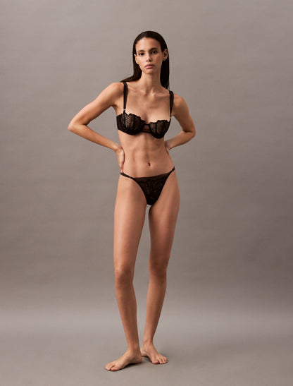 CK Black Floral Lace Unlined Balconette Bra - Calvin Klein Underwear