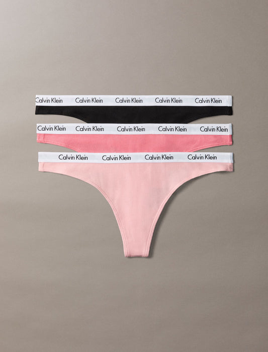 Carousel Cotton Stretch Rib 3-Pack Thong - Calvin Klein Underwear