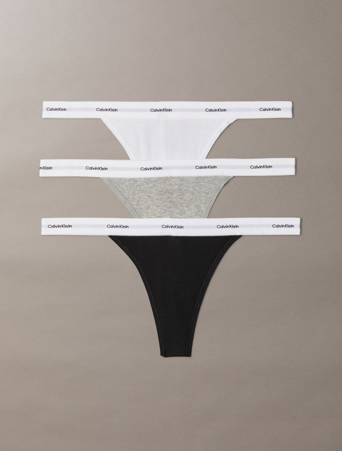 Cotton Stretch Rib 3-Pack String Thong - Calvin Klein Underwear