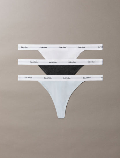 Cotton Stretch Rib 3-Pack String Thong - Calvin Klein Underwear