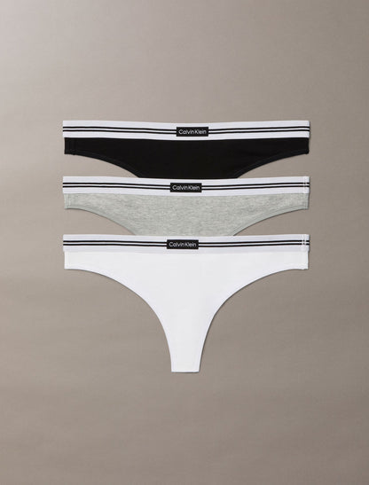 Cotton Stretch Jacquard Logo Patch 3-Pack Thong - Calvin Klein Underwear