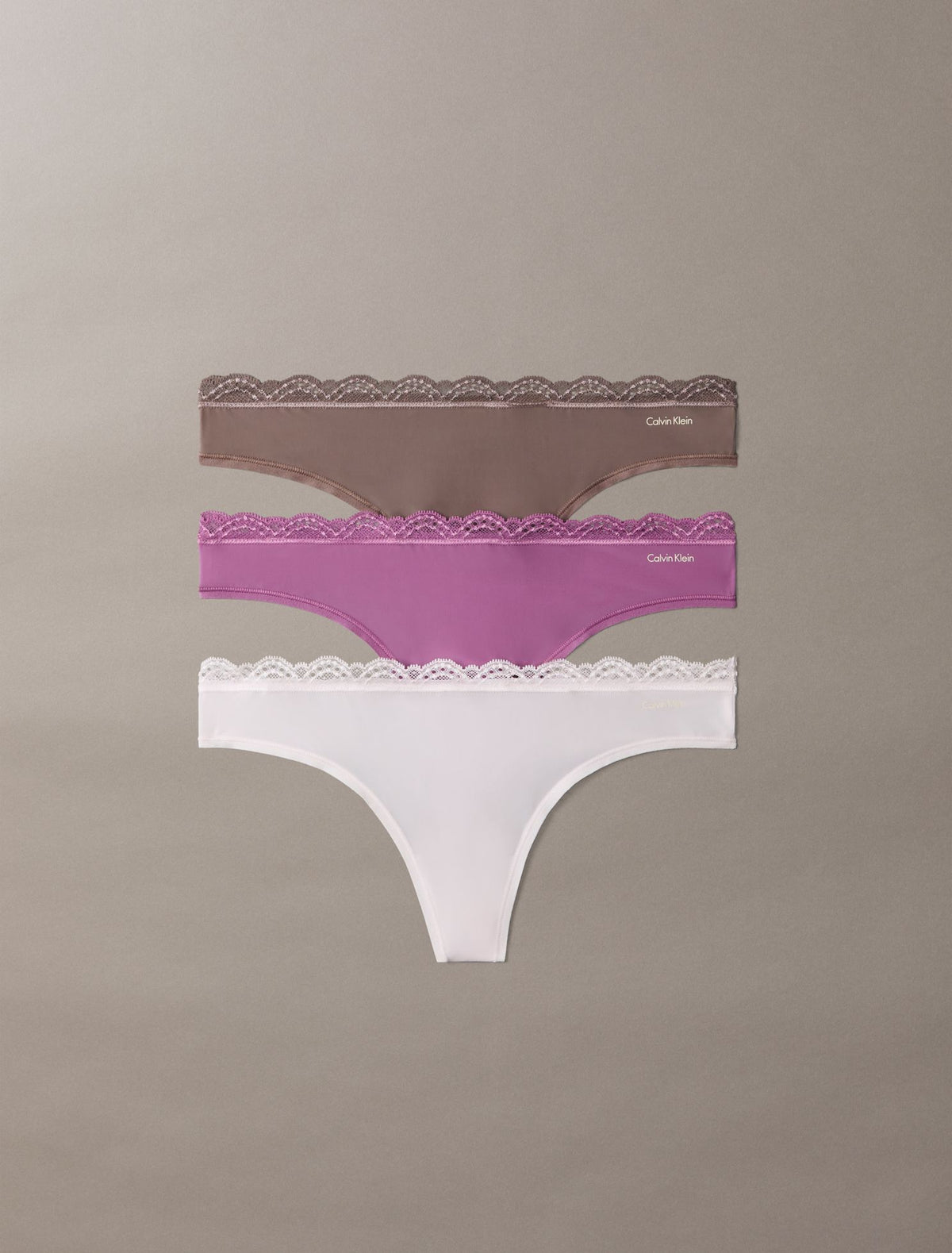 Microfiber Stretch with Lace 3-Pack Thong - Calvin Klein Underwear