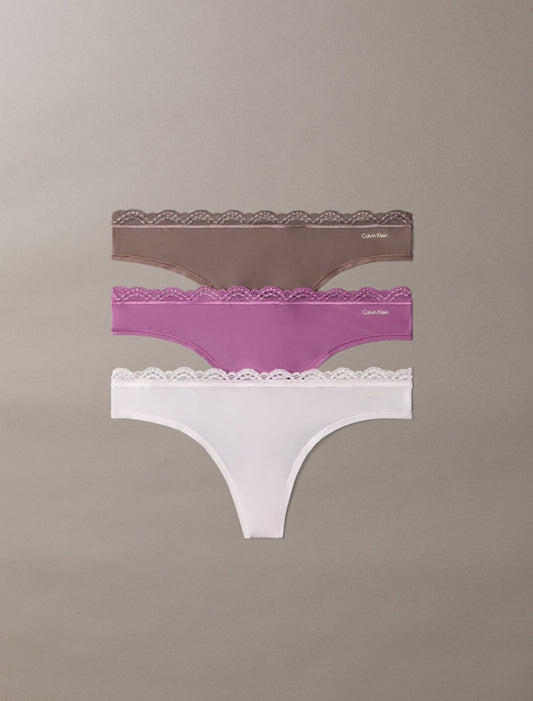 Microfiber Stretch with Lace 3-Pack Thong - Calvin Klein Underwear
