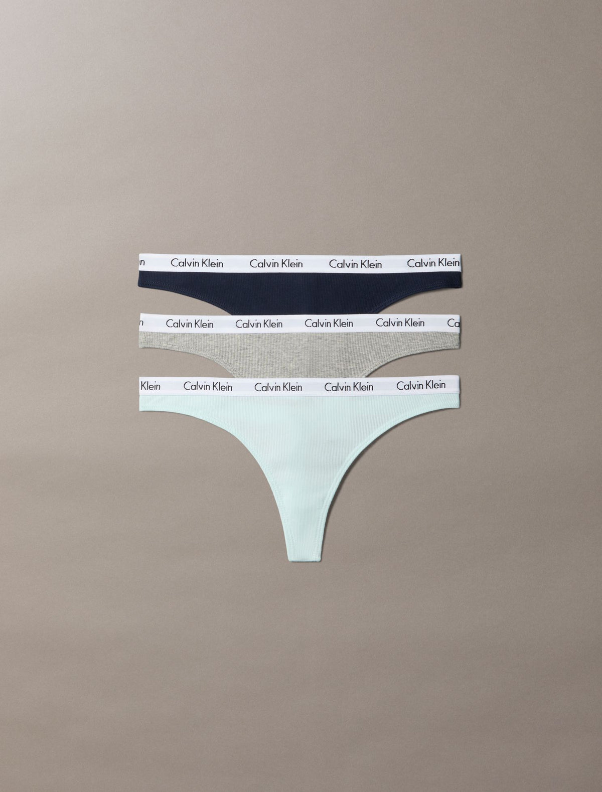 Carousel Cotton Stretch Rib 3-Pack Thong - Calvin Klein Underwear