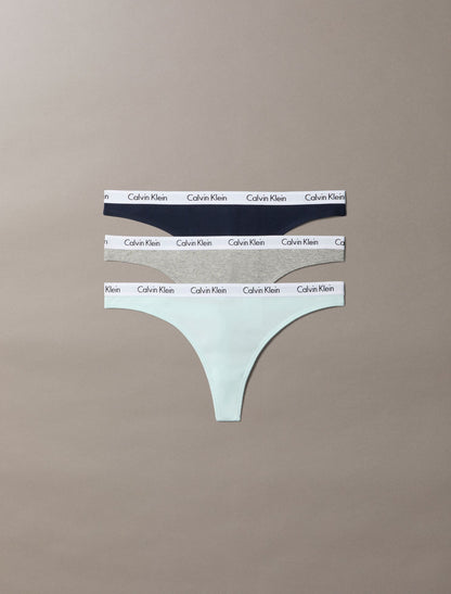 Carousel Cotton Stretch Rib 3-Pack Thong - Calvin Klein Underwear