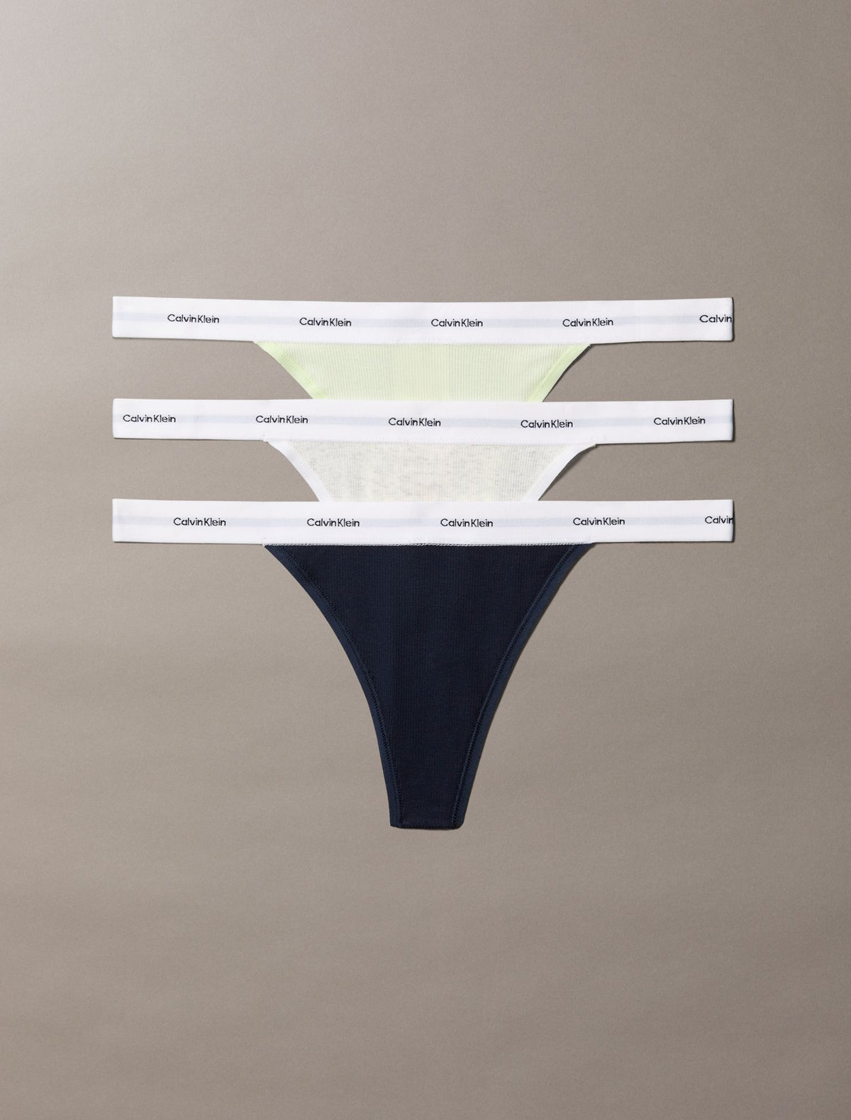 Cotton Stretch Rib 3-Pack String Thong - Calvin Klein Underwear