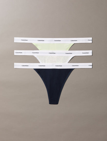 Cotton Stretch Rib 3-Pack String Thong - Calvin Klein Underwear